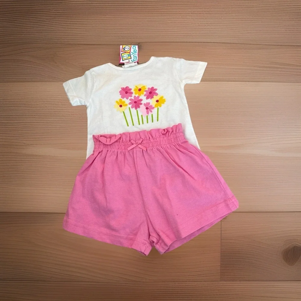 Vintage FunYears Baby Girl‎ 2 Pc Outfit 3-6 Months NOS Floral Top Pink Shorts